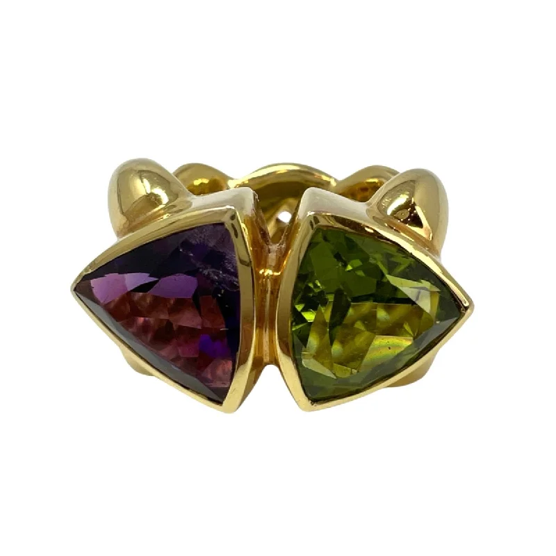 18K Gold Ring with Amethyst and Peridot