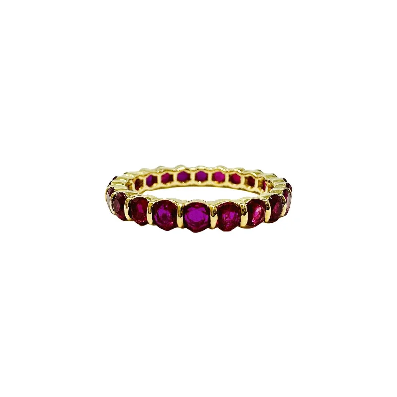 Gemveto 18K Gold Eternity Ring with Rubies