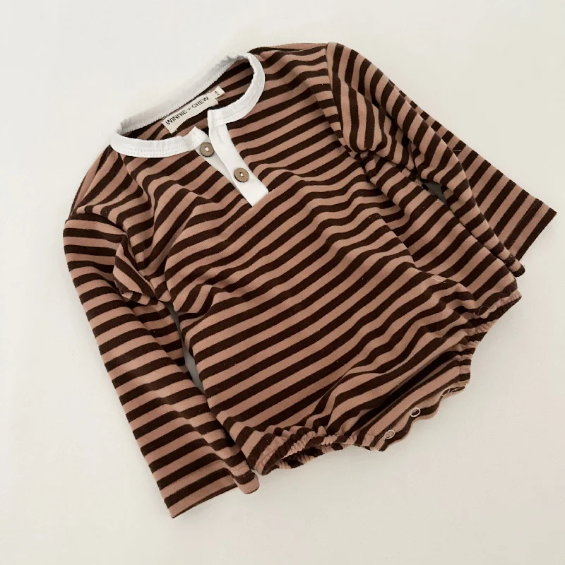 Kirby Striped Romper in Brown