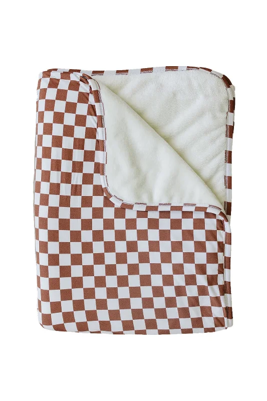 Rust Checkered Bamboo Fleece Quilt