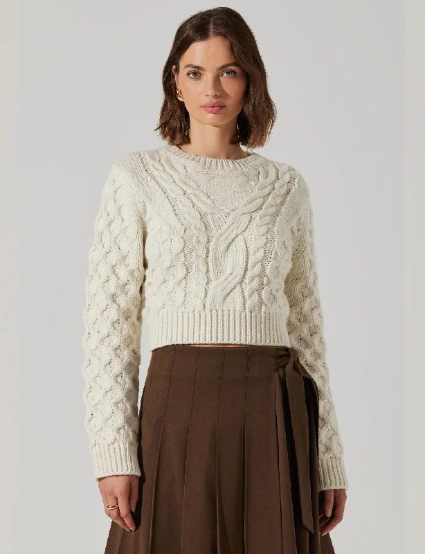 Caila Cropped Sweater, Off White