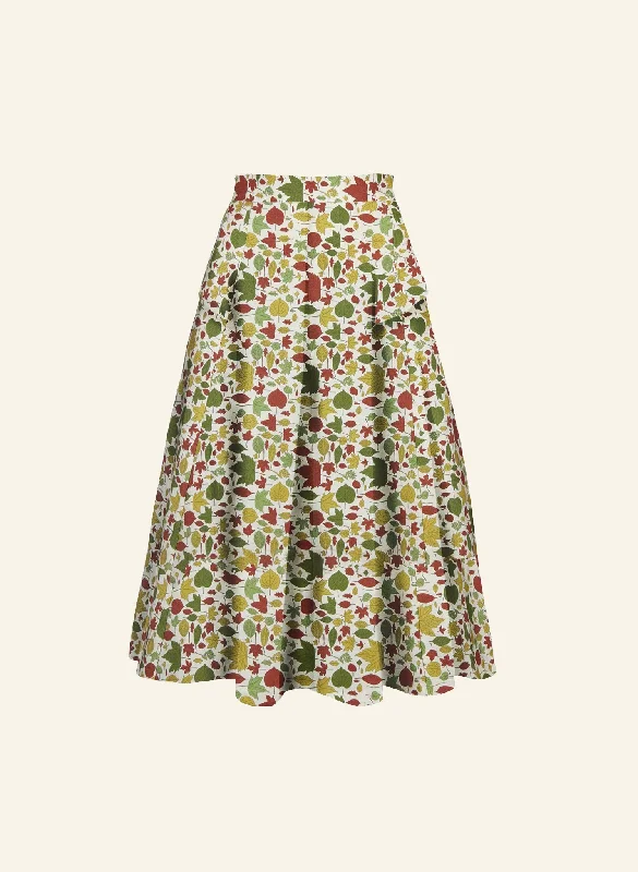 Veronica - Multi Autumn Leaves Skirt - 100% Tencel