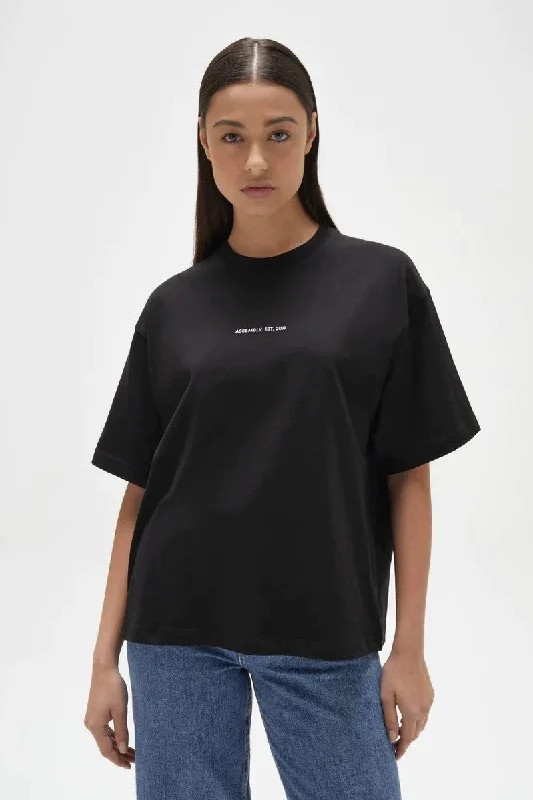 Assembly Label - Womens Organic Established Tee, True Black/White