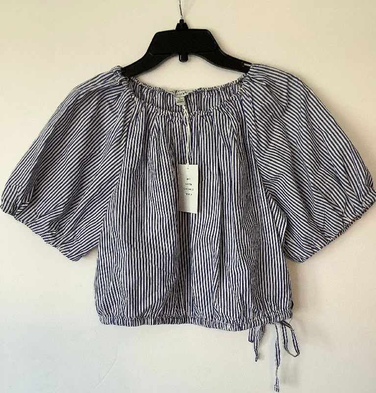 Top Short Sleeve By Free Assembly In Striped Pattern, Size: L