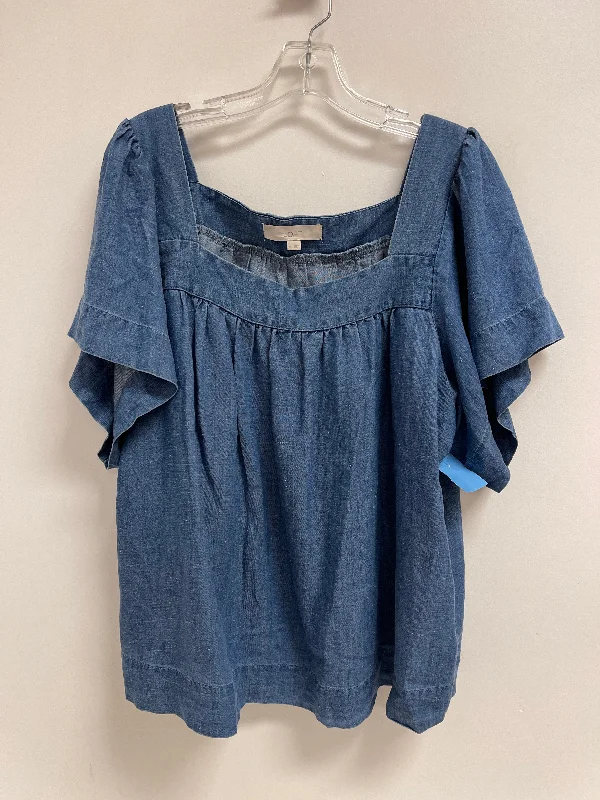 Top Short Sleeve By Loft In Blue Denim, Size: Xl