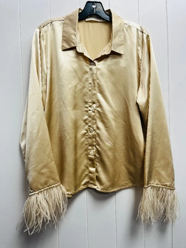 Blouse Long Sleeve By Ellison In Gold, Size: L