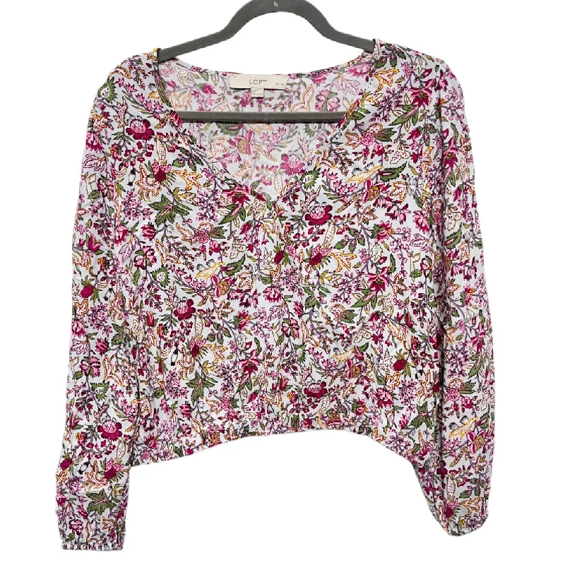 Blouse Long Sleeve By Loft In Floral Print, Size: Xsp