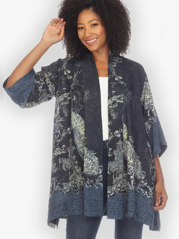 Chinoiserie Japan Silk Kimono Top