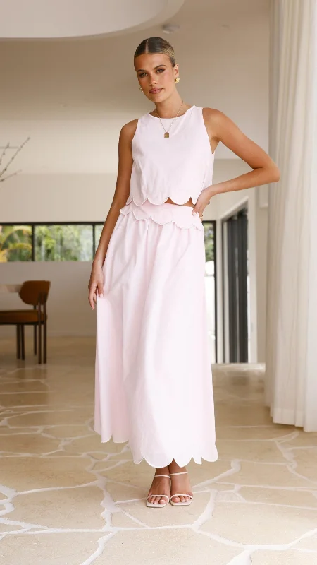 Nakisia Top and Maxi Skirt Set - Light Pink