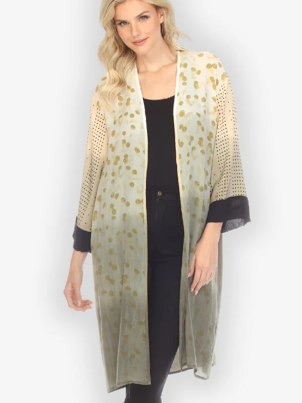 Ombre Sage Hand Dye Silk Kimono Duster