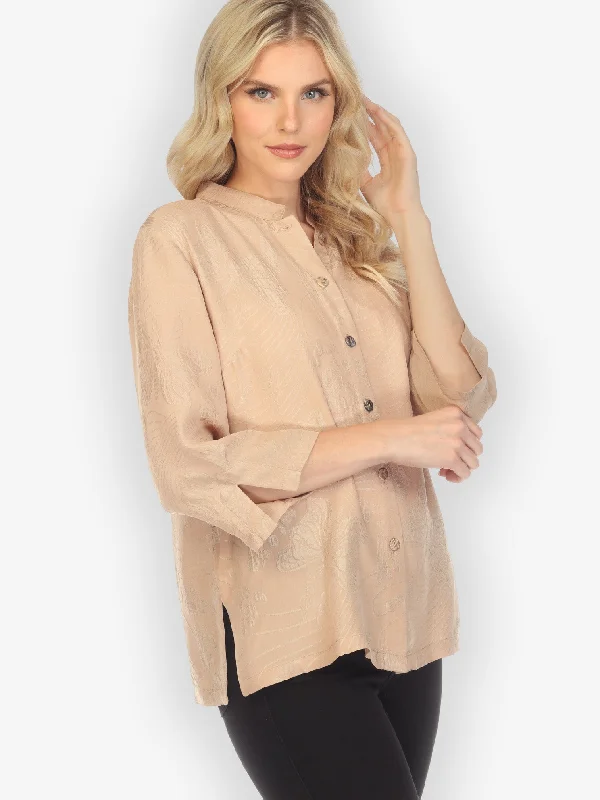 Solid Caramel Silk Blouse