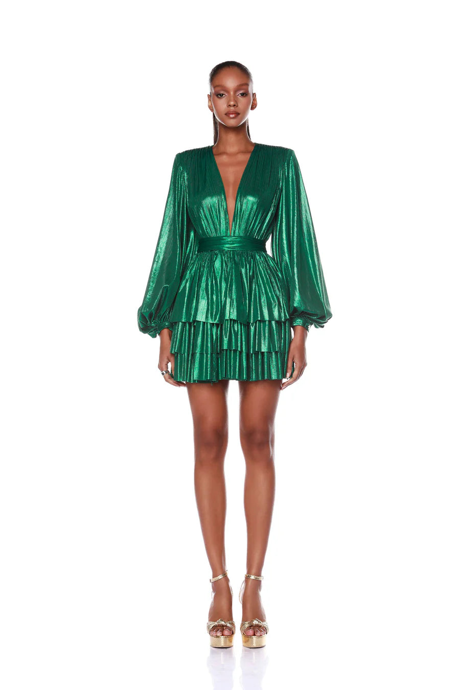 Bedouin Metallic Mini Dress - Green