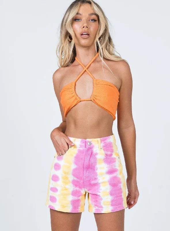 Dallas Tie Dye Denim Shorts Pink