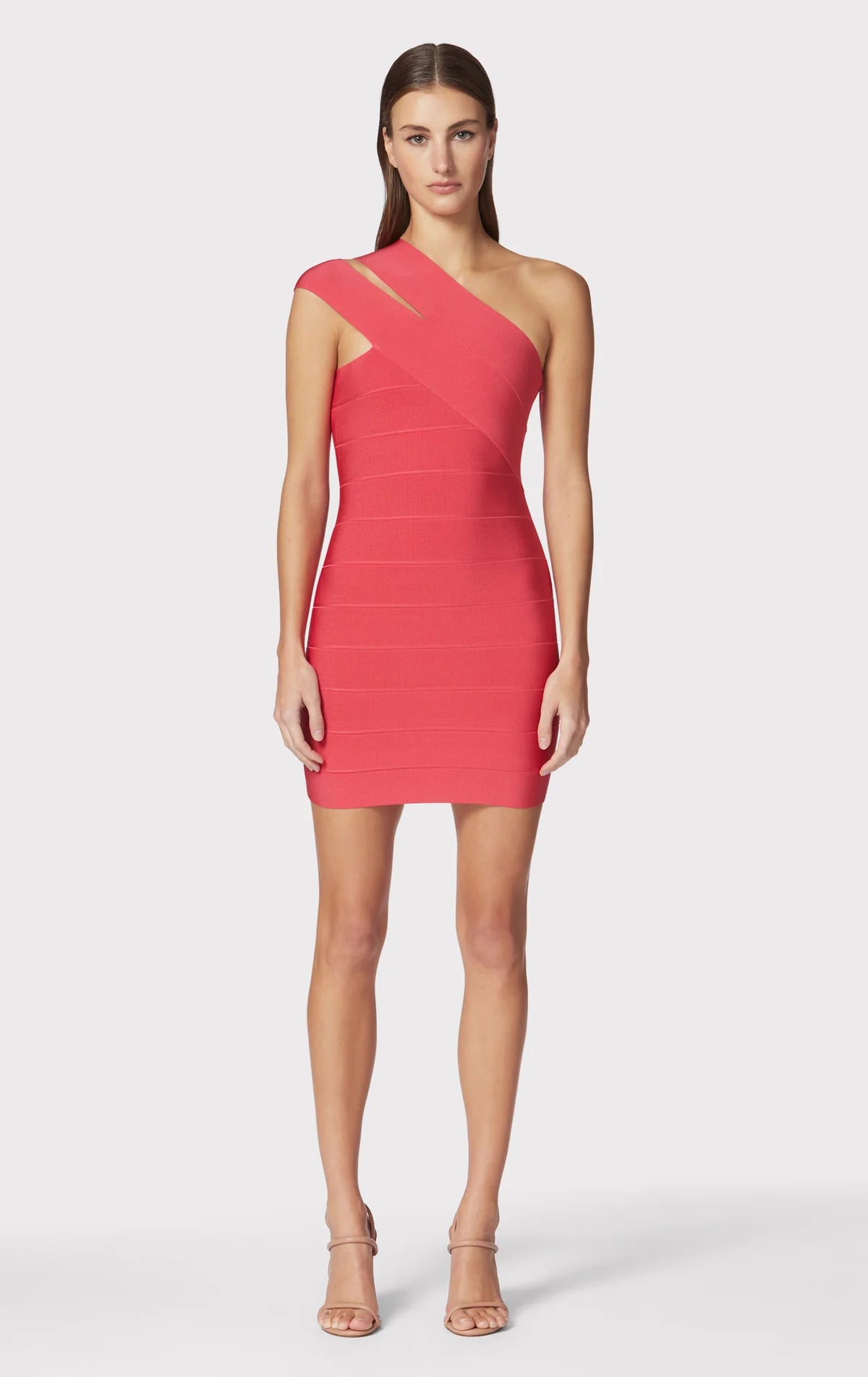 Icon One Shoulder Mini Dress - Cerise