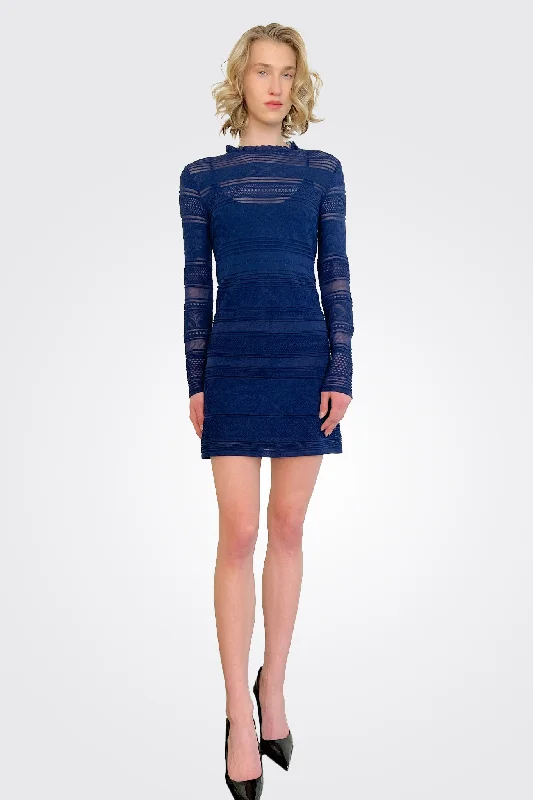 Long Sleeve Mini Dress - Navy