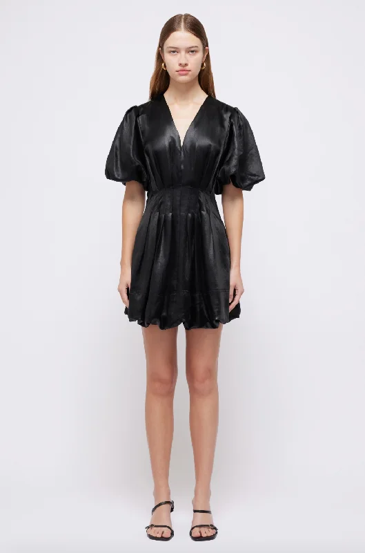 Luisa Bubble Mini Dress - Black