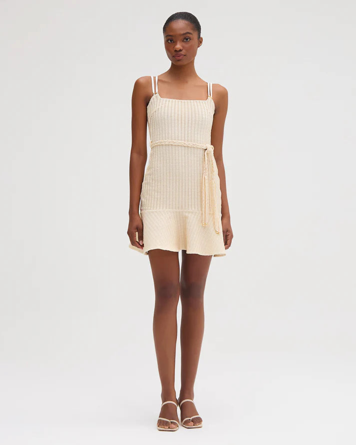 Metallic Knit Mini Dress - Off White