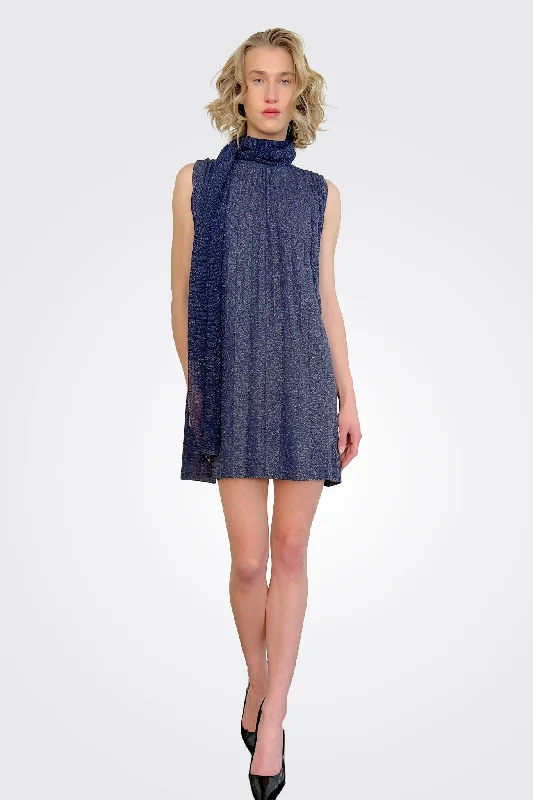 Short Dress - Metallic Navy