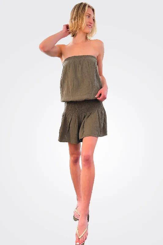 Strapless Short Dress w/ Smock Waist - Troops