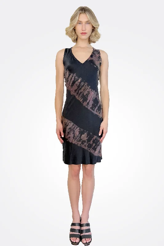 V Neck Short Shift Dress - Autumn Feathers