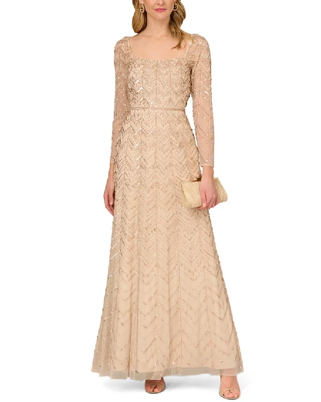 Aidan Mattox Fully Beaded Long Dress