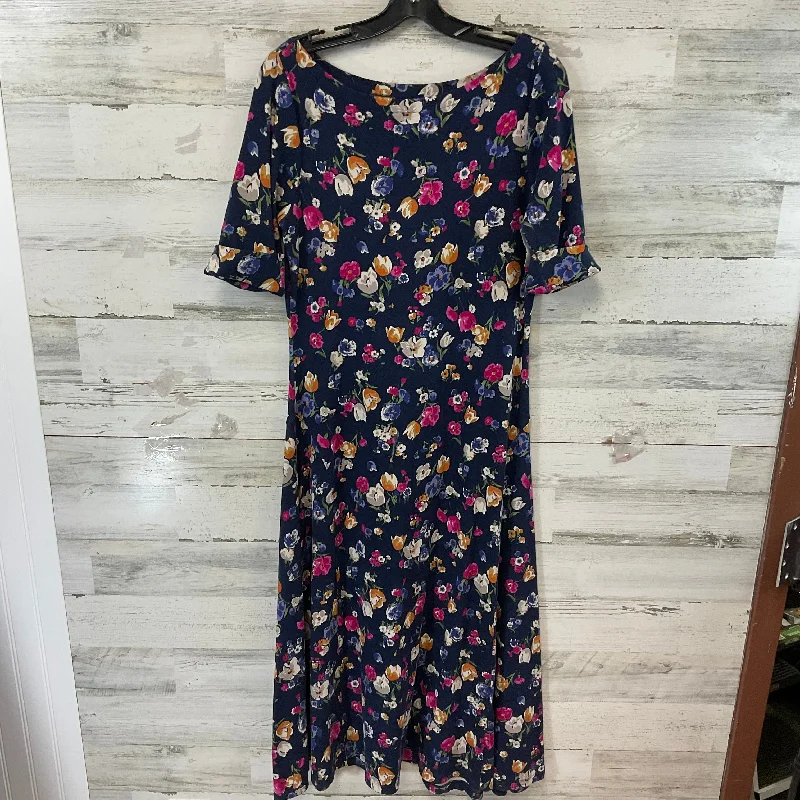 Dress Casual Midi By Lauren By Ralph Lauren In Blue, Size: L