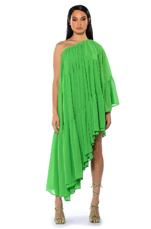 HARLOW ONE SHOULDER ASYMMETRICAL MAXI DRESS