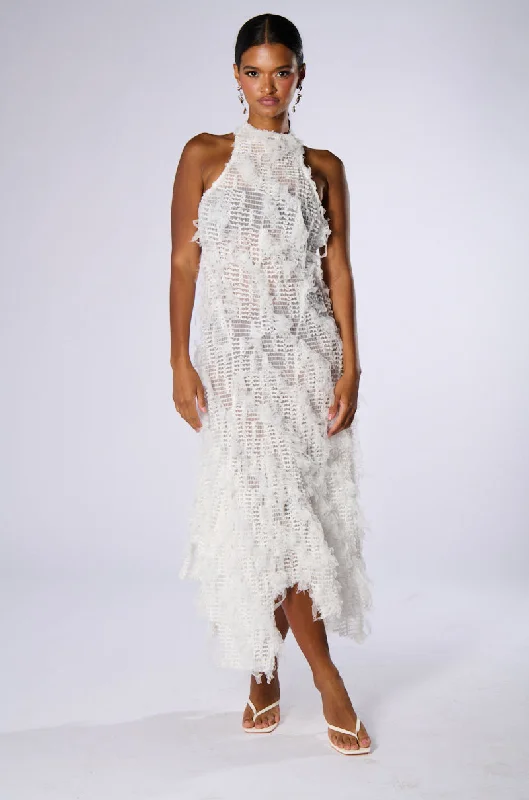 IT FACTOR MESH MAXI DRESS IN WHITE