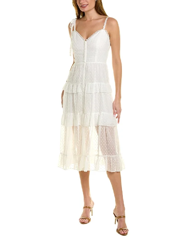 Marchesa Notte Swiss Dot Midi Dress