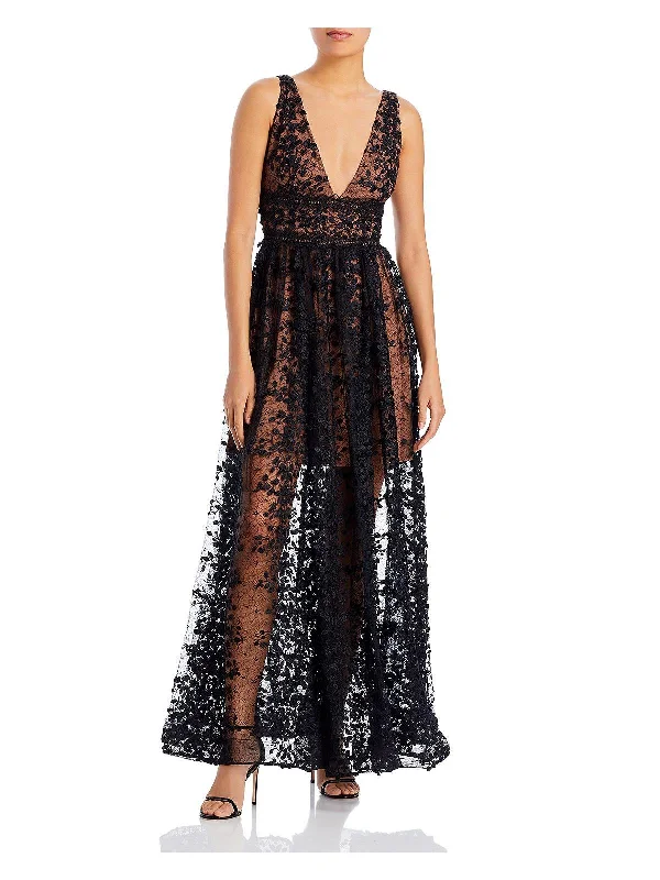 Megan Womens Lace Long Evening Dress