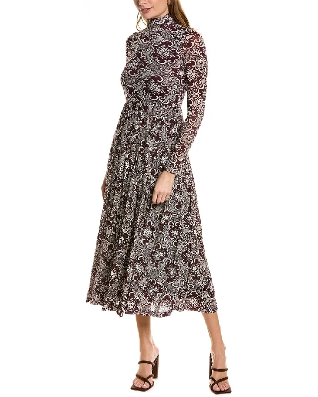 Rebecca Taylor Rochelle Fleur Pleated Maxi Dress