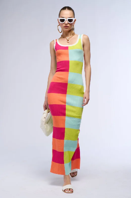 SEEING DOUBLE COLOR BLOCKED MAXI DRESS