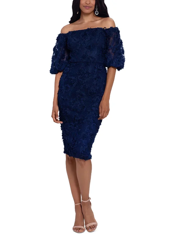 Womens Lace Midi Cocktail and Party Dress