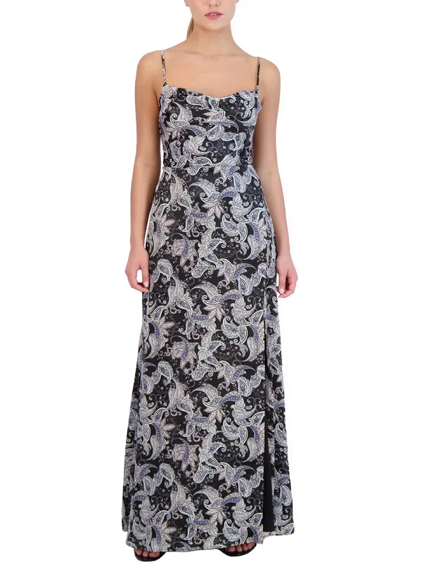 Womens Paisley Maxi Cocktail and Party Dress