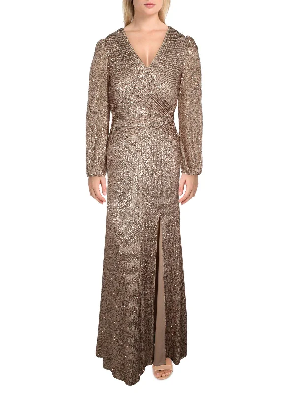 Womens Sequined Maxi Evening Dress