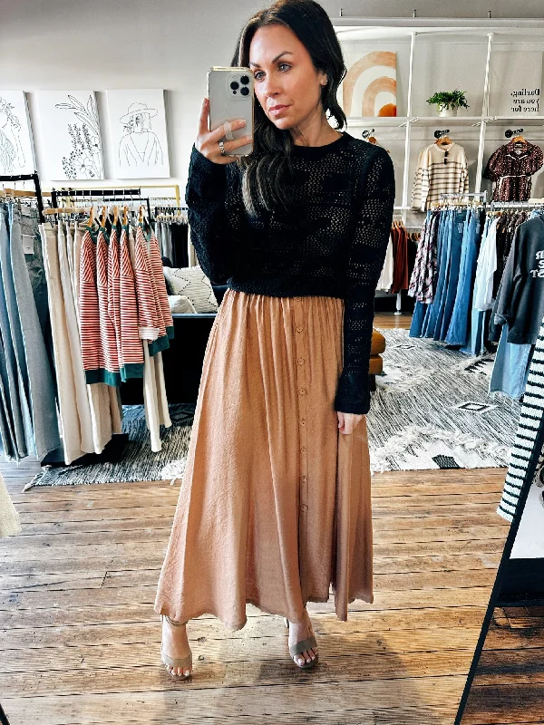 Button Down Midi Skirt-2 Colors