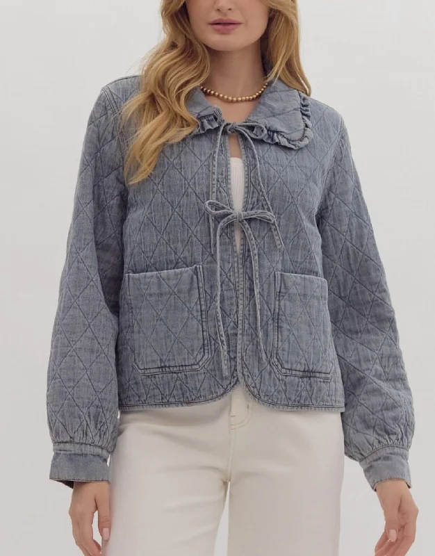 Denim Quilted Jacket In Denim Blue