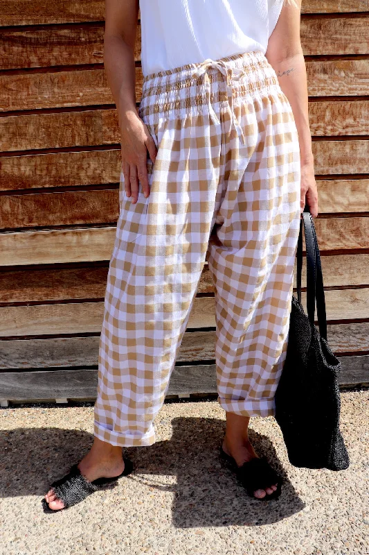 Dream Pant in Cotton Gingham Latte