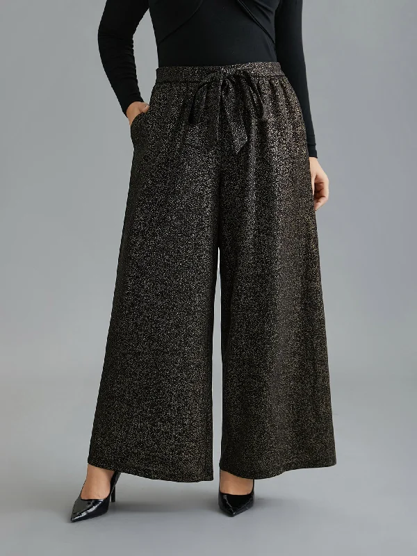 Glitter Adjustable Front-Tie Pants