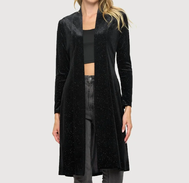 Glitter Duster Jacket In Black