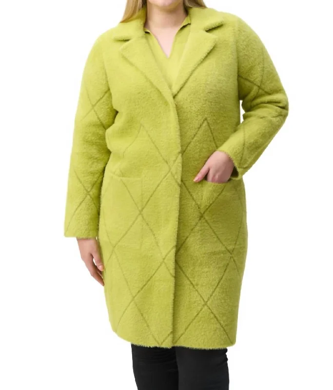 Notched Collar Coat In Wasabi