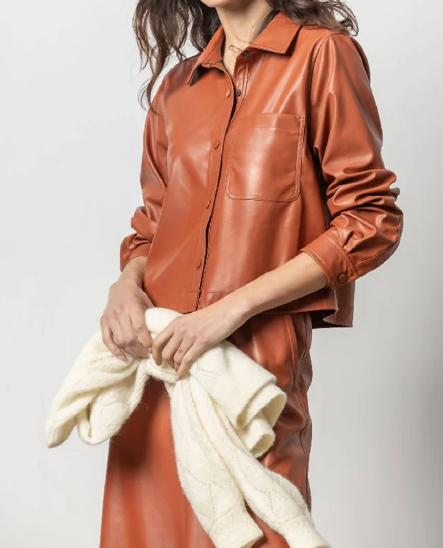 Oversized Shacket In Cognac