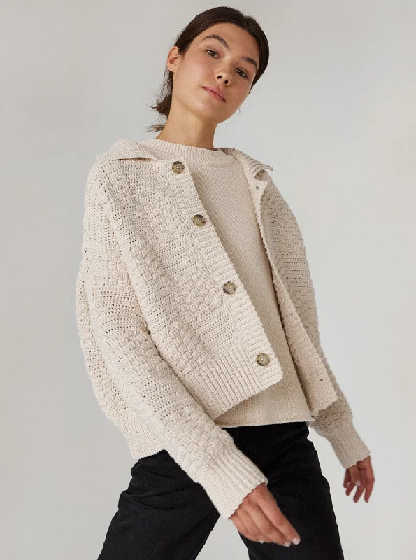 Prietema Crochet Cotton Jacket - Oat Milk