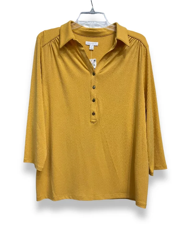 Top Long Sleeve Basic By Charter Club In Yellow, Size: Xl