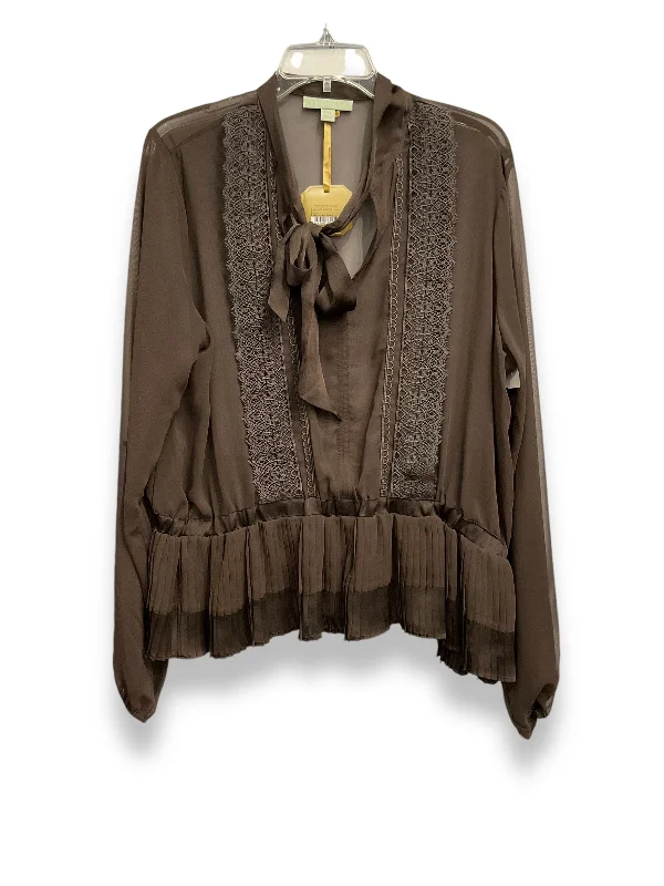 Top Long Sleeve By Clothes Mentor In Brown, Size: Xxl