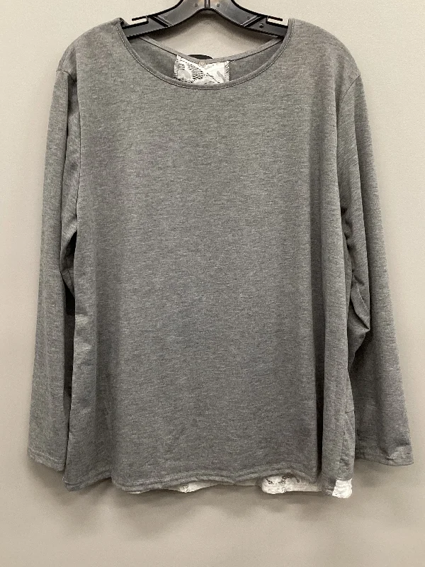 Top Long Sleeve By Clothes Mentor In Grey, Size: 1x