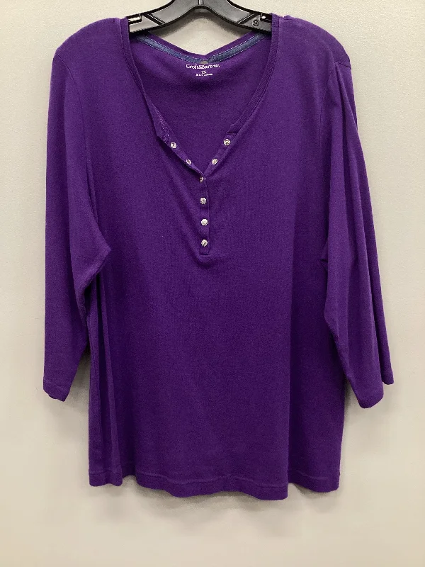 Top Long Sleeve By Croft And Barrow In Purple, Size: 1x