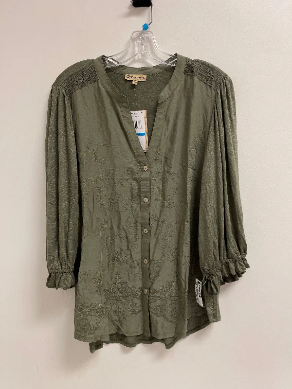 Top Long Sleeve By Democracy In Green, Size: Xl