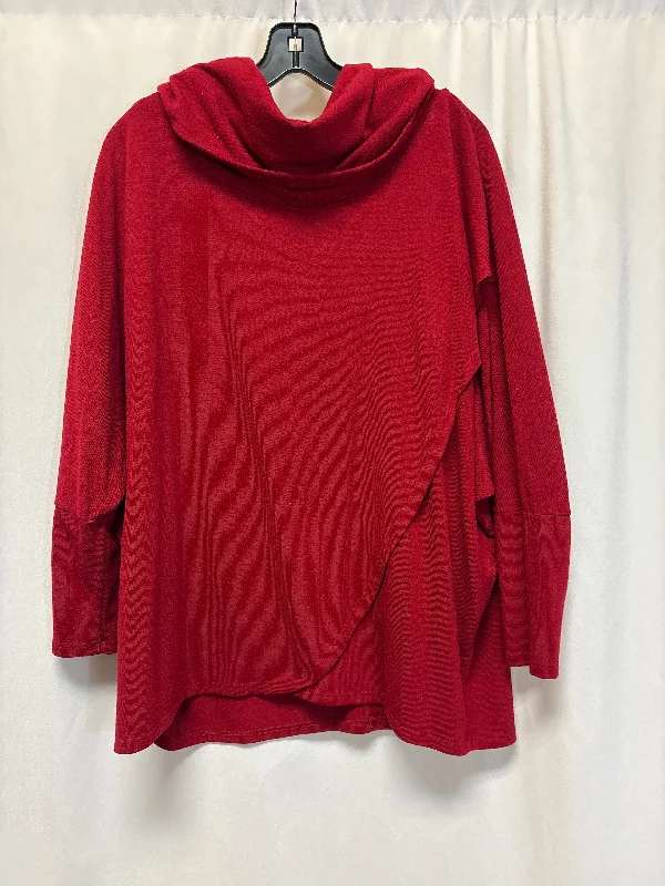 Top Long Sleeve By Grace Elements In Red, Size: M