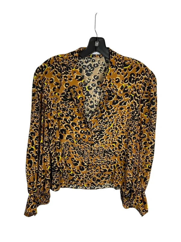 Top Long Sleeve By Hunter Bell In Animal Print, Size: L